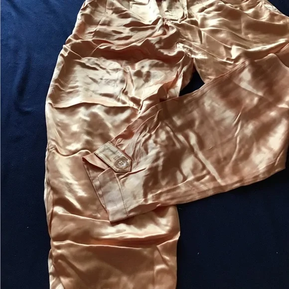 Zara orange tangerine satin effect trousers pants - Picture 5 of 9